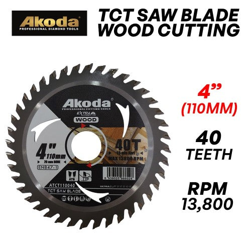 Akoda ATCT110040 TCT Saw Blade 4" 110MM (D) x 20MM (BD)